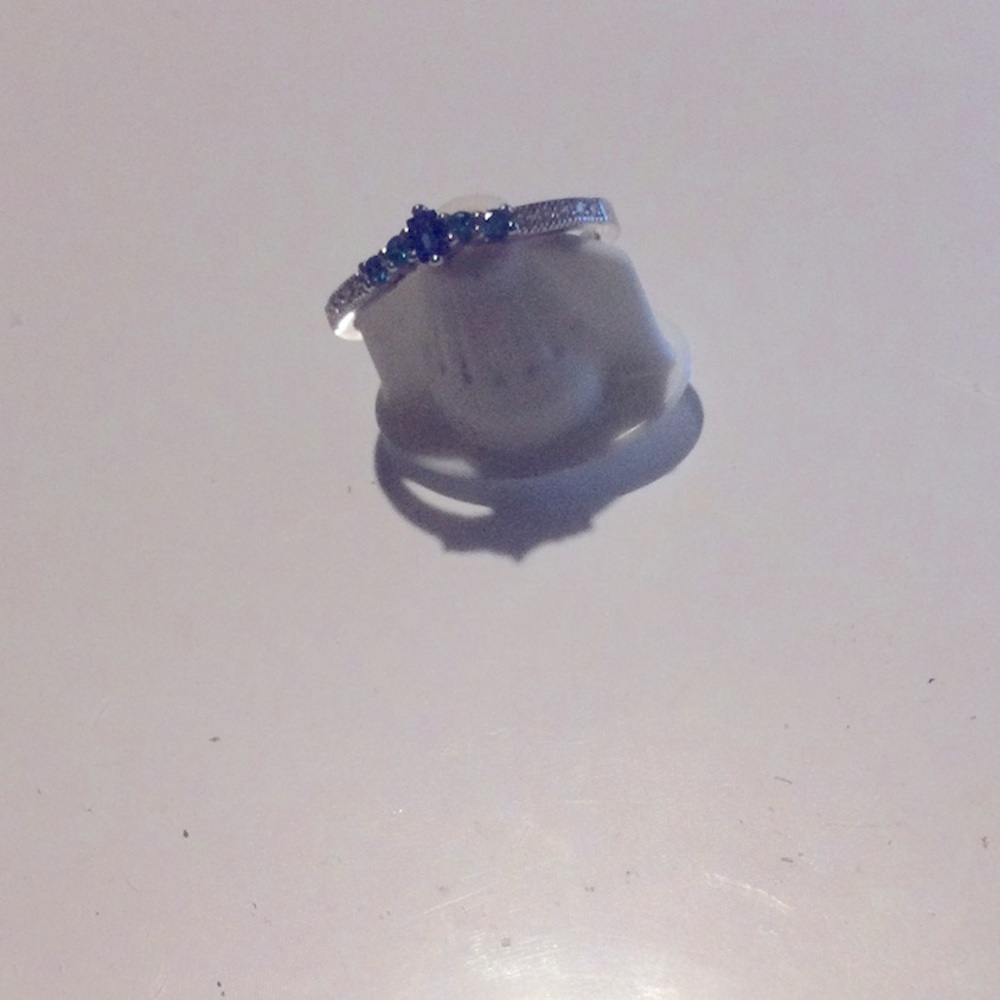 Sterling Silver Blue Spinel and Aqua CZ Ring